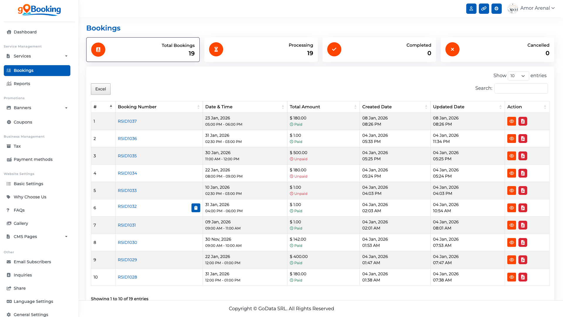 Gestión de Reservas